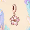 Charms in argento 925 con perline Pandora Bracciale con ciondoli in oro rosa Charms a forma di cuore con acchiappasogni ciondoli Gioielli con perline fini fai-da-te