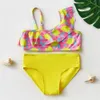 Dziewczyny Swimsuit Kids stwor kąpielowy urocze druk dla dzieci zestawy bikini w stylu ruffy dzieci plaża