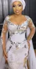 2022 Arabski Aso Ebi Ebi Silver Mermaid Sukienki Promowe cekinowe koronkowe luksusowe wieczór formalny impreza druga przyjęcie urodzinowe suknie zaręczynowe sukienka ZJ506