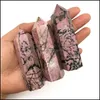 Konst och hantverk 6-7 cm Natural Rhodonite Arts and Crafts Crystal Tower Gifts Healing Polished Reiki Energy Stone Ornaments Drop Delive Dhiem