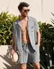 Men's Casual Shirts Outdoor Summer Cotton Linen Shirt Set 2 Pieces Homemade Comfortable Breathable Beach Short Sleeve Pajama And S