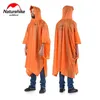 Outdoor Jackets Hoodies 3 In 1 multifunctionele waterdichte 210T 20D Windscheper Poncho Raincoat kan worden gebruikt als een luifel en campingmat FSHing A220826