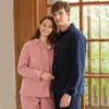 Pyjama chaud en flanelle à manches longues pour homme, ensemble épais de couleur Pure, vêtements de nuit pour salon, automne et hiver