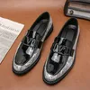 Loafers Men Shoes Color-blocking PU Snake Pattern Metal Decoration Fashion Business Casual Daily All-match AD018