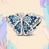 Charms in argento 925 con perline Pandora Bracciale con ciondoli Colore blu Charm Farfalla Fiore Gufo Tartaruga Delfino charmes ciondoli Gioielli con perline fini fai-da-te