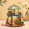 Architectuur Diy House CuteBee Diy Flower Tiny Miniature Houten Led Light Dolls Mini Garden Furniture Kit For Children Kid Birthday Gift 220829