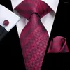 Bow Ties Hi-Tie Mentie Bourgogne Paisley Silk Wedding Tie For Men Fashion Design Quality Hanky ​​Cufflink Gift Set Drop Business