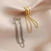 Backs oorbellen dubbele ketting kwastje voor vrouwen mannen creatieve hiphop niet-piercing nep kraakbeenoor manchet mode sieraden