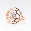 Women's 18K Rose Gold flower Wedding Ring Engagement gift Jewelry For pandora 925 Sterling Silver Rings with Original Box Set
