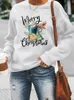 Kvinnor T Shirt Watercolor Festival Style Trend Sweat Shirts Women Holiday Merry Christmas Fashion Clothing Casual Female Print Graphic Pullovers 220829