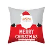 Cushion Household Decoration Accessories Christmas Pillow Case Cartoon English Letters Printed Peach Skin Velvet Cover