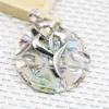 Pendant Necklaces 50mm Round Patchwork Flower Natural Abalone Seashells Sea Shells Pearl Women Decorative Border Jewelry Making Design