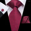 Bow Ties Hi-Tie Mentie Burgundy Paisley Silk Wedding Tie للرجال تصميم أزياء جودة Hanky ​​Cufflink Gift