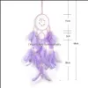 Kunst- en ambachten kunst- en ambachten LED Light Dream Catcher Handgemaakte Feather Car Home Muur Hangende Decoratie Ornamenten Geschenk Wind Chimes Dhrys