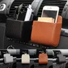 Aufbewahrungsbeutel Auto Vent Outlet Müllbox 4 Farben PU-Leder Auto Handyhalter Tasche Organizer Styling Automobil Hängen