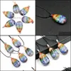 Pendant Necklaces Natural 7 Chakra Healing Amethyst Quartz Stone Pendant Waterdrop Rainbow Crystal Necklace Jewelry For Wome Lulubaby Dh2Cc