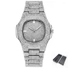 Montres-bracelets Drop 2022 Ice Out Rôle Hip Hop Montre Diamant Hommes Argent Acier Hommes Montres À Quartz Étanche Relogio Masculino