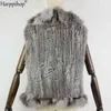 Femmes fourrure Faux Harppihop nouveau hiver automne bonne qualité col tricoté gilet lapin fourrure manteau 30% de réduction L220829