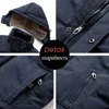 Mens Down Parkas Men Winter Casual Long Thick Fleece Hood Waterproof Parkas Jacka Coat Män Outwear Fashion Pockets Parka Jacket 58 Plus 220829