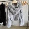 Fourrure femme Harppihop tricoté vraies femmes mode longue tenue de lapin manteau de fourrure d'hiver L220829