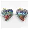 Charms Retro Colorf Natural 7 colori pietra resina a forma di cuore pendenti con ciondoli all'ingrosso per collana creazione di gioielli Drop Del Mjfashion Dhqci