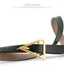 Belts Fashion Triangle Buckle Belt Woman Genuine Leather For Women Quality Cow Skin Strap Female Girdle Jeans Width 1cm