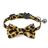 Leopard Bowtie Cat Propaway Bow Bow Tie Bandanas Fashion Fashion Affice مع طوق للحيوانات الأليفة لحفل زفاف حفل زفاف