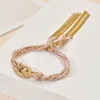 Urok bransolety Zmzy Pave Crystal Bohemian Stal Stael Saire Hand Weave Braided Boho Bransoletka Summer Beach Vintage Cotton Rope String