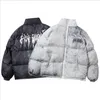 Mens Down Parkas Men Hip Hop Oversize Padded Bomber Jacket Coat Streetwear Graffiti Jacket Parka Cotton Harajuku Winter Down Jacket Coat Outwear 220829