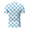 Men's Polos Hooded T Shirts For Men Casual Summer Short Sleeve Turndown Neck Shirt Plaid Printed Top Blouse Mens Shirrs