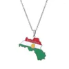 Colares de pingentes colar do mapa do Curdistão para mulheres com correntes de cor de cor de esmalte pingentes de pingentes de aço inoxidável