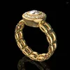 خواتم الزفاف Tobilo Gold Gold Color Women Forme-Watch على شكل مراقبة التصميمات الذكرى السنوية بيان الإصبع المجوهرات