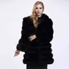 Femmes fourrure Zadorin hiver luxe vison à capuche femmes épais chaud moelleux Faux manteau dames vestes noir rose fourrure pel L220829