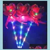 パーティーの装飾導かれたパーティーの好意装飾ライトアップ輝く赤いバラの花の杖結婚式バレンタインデーのためのボボボールスティックATMO3213817