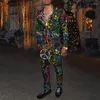 Мужской спортивный костюм 3D цифровая печать мужской костюм рубашка с длинными рукавами Slim Fit повседневные узкие брюки уличная мужская одежда и
