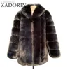 Feminino de peles zadorin elegante elegante colar mulheres longas grossas quentes fofas casaco de inverno jackets de pele femme l220829