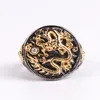 Wedding Rings Fashion Men Gold Black Ring Dragon With Stone Ball Male Vintage Punk Finger Jewelry For Gift