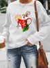 Kvinnor T -shirt Deer Face Lovely Cute 90 -tals svetttr￶jor Kvinnor Holiday Merry Christmas Fashion Clothing Casual Female Print Graphic Pullovers 220829