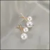 Charm Acrylic Pearl Beads Charms Needle Stud ￶rh￤ngen Koreansk personlighet Geometrisk liten ￶rh￤nge f￶r kvinnors jubileum G DHSeller2010 DHQW4