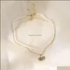 Pendant Necklaces Double Layer Pearl Shell Choker Necklace For Women Bohemia Summer Vacation Beach Scallop Necklaces Oce Dhseller2010 Dhyef