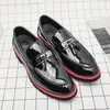 MANIQUES MEN SHOIRS BLACK BREVET Cuir Pu Retro Tassel Slip-On Fashion Business Casual Casual All-Match AD014