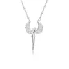 Pendant Necklaces Wing Angel Stainless Steel Gold Color CZ Necklace For Women Wedding Band Choker Cubic Zirconia Jewelry Bride Gift