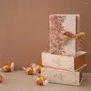 Gift Wrap 1-5pcs Creative Simple Book Shape Box Kraft Paper Diy Birthday Candy Dragee Presentförpackningsblomma med band