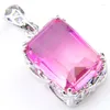 Pendant Necklaces MIX 5 PCS Xmas Gifts Big Offer Oval Square Bi Colored Pink Tourmaline Gemstone Pendants