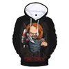 Men's Hoodies Chucky의 신부 3D 프린트 까마귀 스웨터 남성 여성 패션 캐주얼 풀오버 하라주쿠 Streetwear Oversized
