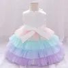 2021 عيد الميلاد البتلة طفل طفل رضيع أول فستان عيد ميلاد لطفلة الملابس كعكة توتو فستان الأميرة فساتين حفلة وحفل زفاف F192B