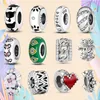 925 Gümüş boncuk fit Charms Pandora Charm Bilezik Kedi Paw Spacer Stoper Charm Kalp Pembe Çiçek Yuvarlak charmes ciondoli DIY Güzel Boncuk Takı