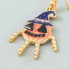 S3158 Halloween Enamel Pumpkin Human Dangle Earrings For Women Colorful Rhinestone Pumpkins Earrings