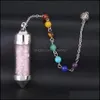 Anhänger Halsketten Glas Mini Wunschflasche Anhänger Sieben Chakra Wahrsagerei Wünschelrute Kegelspitze Pendel Yoga Anhänger Amet Wi Mjfashion Dhlyz