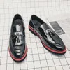 Loafers Men schoenen Zwart Patent Leather PU Retro Tassel slip-on mode Business Casual Daily All-match AD014